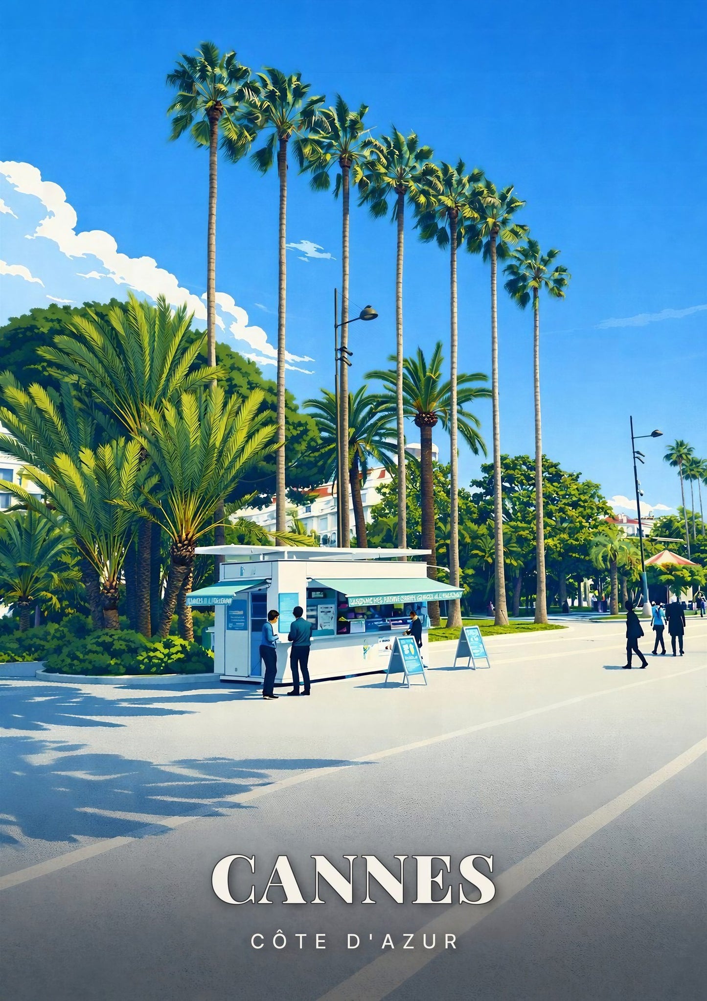 Cannes — Kiosque sous les Grands Palmiers de la Promenade au Bord de la Côte d'Azur