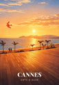 Cannes — Coucher de Soleil Doré sur la Baie depuis le Ponton de Bois