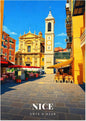 Nice — Cathédrale Sainte-Réparate et son Clocher Baroque sur une Place Ensoleillée du Vieux-Nice