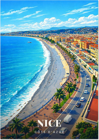 Nice — La Baie des Anges et la Promenade des Anglais vues des Hauteurs sous le Soleil de la Côte d'Azur