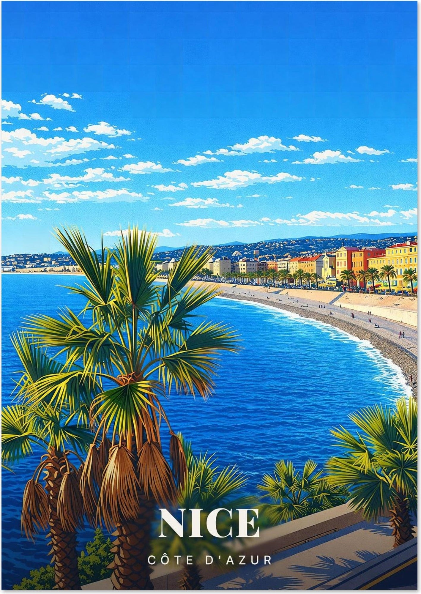 Nice — La Baie des Anges et la Vieille Ville depuis les Palmiers du Château sur la Côte d'Azur
