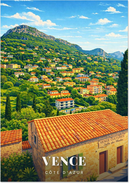 Vence — Le Vieux Village et le Baou des Blancs sous le Ciel d'Azur de la Côte d'Azur