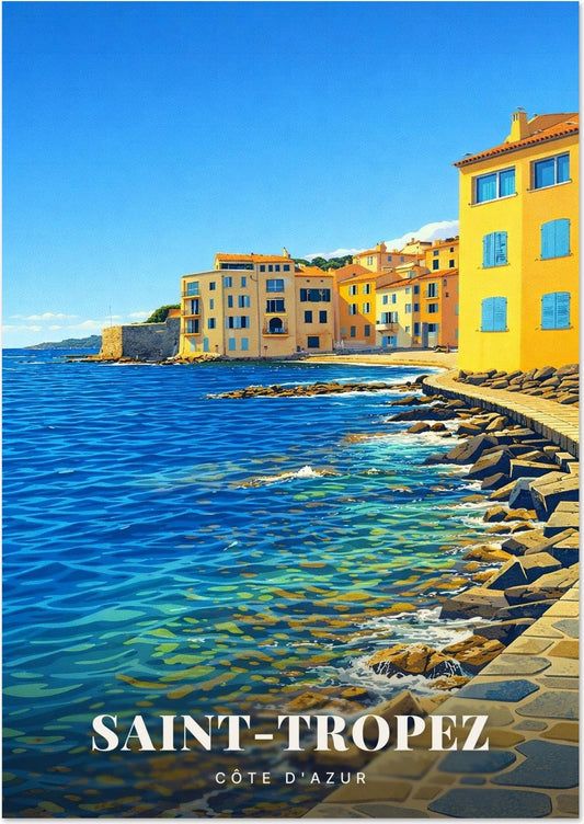 Saint-Tropez — Les Façades Pastel du Quartier de la Ponche au-dessus des Eaux Translucides de la Côte d'Azur