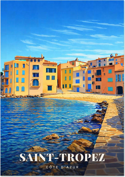 Saint-Tropez — La Plage de la Ponche et ses Maisons Pastel au Bord de la Crique de la Côte d'Azur
