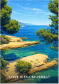 Saint-Jean-Cap-Ferrat — La Crique aux Eaux Turquoise et les Pins du Sentier du Littoral face à la Grande Bleue