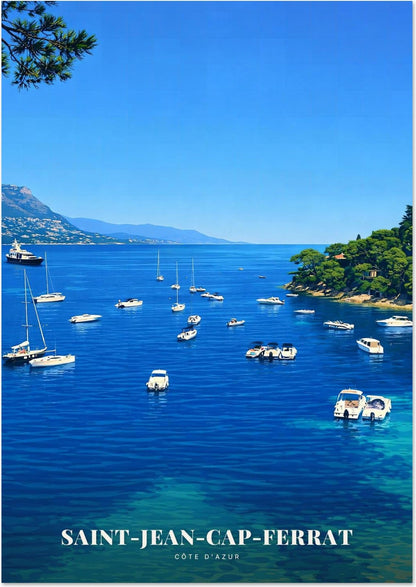 Saint-Jean-Cap-Ferrat — La Baie aux Voiliers et la Pointe Boisée du Cap au-dessus des Eaux Profondes de la Côte d'Azur