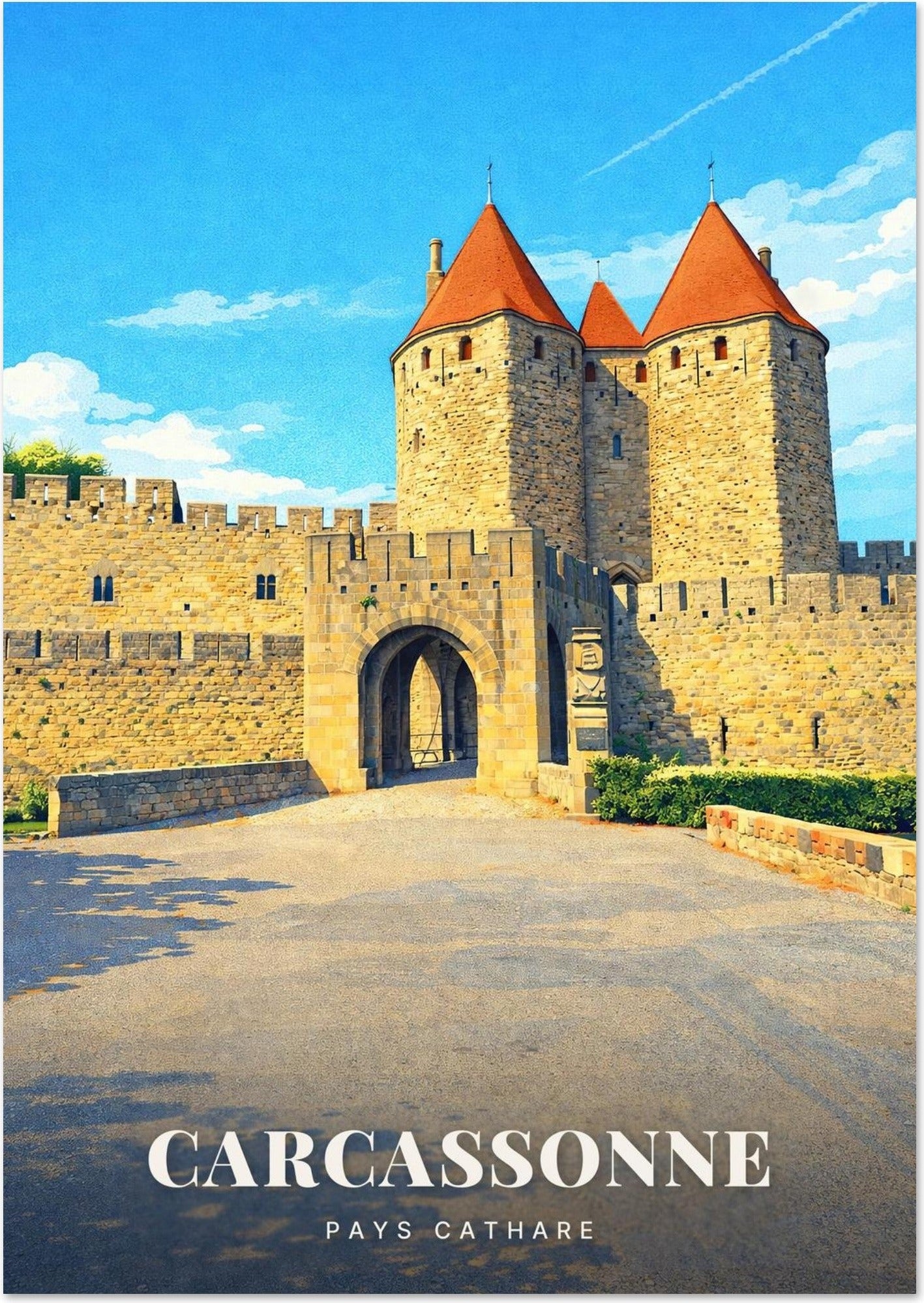 Carcassonne — La Cité Médiévale et ses Tours Coniffées vues de la Porte Narbonnaise au Cœur du Pays Cathare