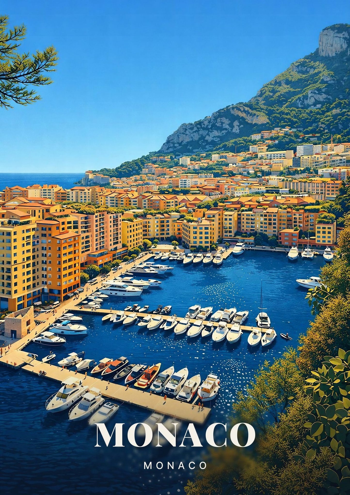 Monaco — Le Port de Fontvieille et sa Marina aux Mille Yachts au Pied de la Montagne