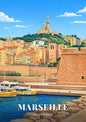 Marseille — Notre-Dame de la Garde et le Fort Saint-Jean au-dessus des Toits du Vieux-Port