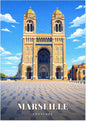 Marseille — La Façade Monumentale de la Cathédrale de la Major et ses Deux Tours sur le Parvis