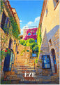 Èze — La Ruelle Pavée aux Escaliers Fleuris de Bougainvilliers du Village Médiéval de la Côte d'Azur