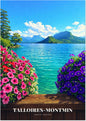 Talloires-Montmin — Massifs Cascades de Pétunias Roses et Violets au-dessus des Eaux Turquoise du Lac d'Annecy