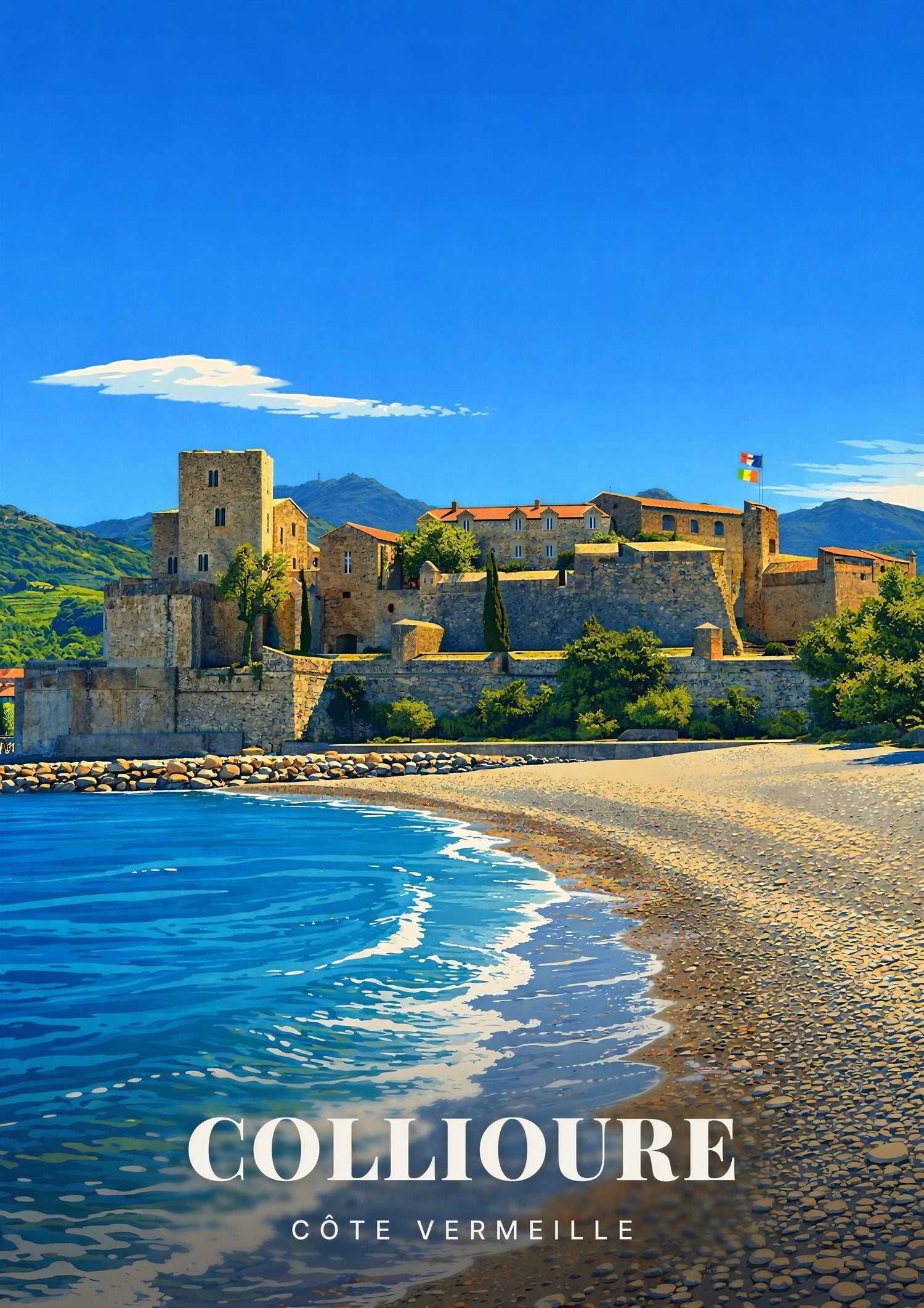 Collioure — Le Château Royal et sa Baie de Galets aux Eaux Turquoise de la Côte Vermeille