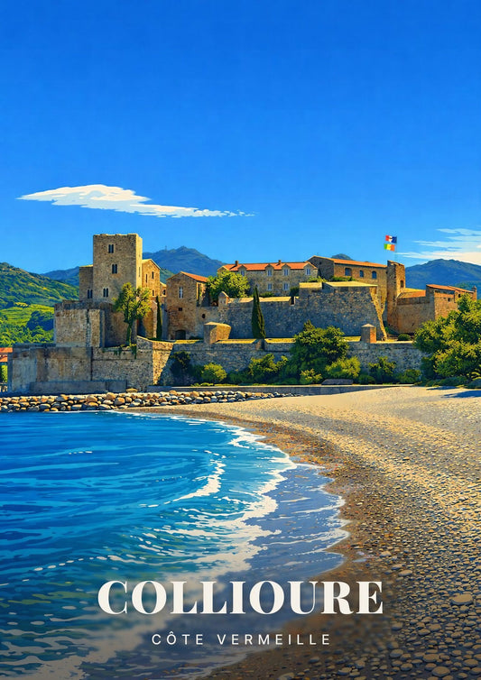 Collioure — Le Château Royal et sa Baie de Galets aux Eaux Turquoise de la Côte Vermeille