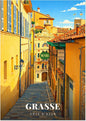 Grasse — Ruelle Pavée en Descente vers la Façade Baroque au Cœur de la Côte d'Azur