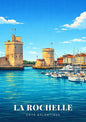 La Rochelle — Les Tours Saint-Nicolas et de la Chaîne à l'Entrée du Vieux-Port et ses Voiliers face à la Côte Atlantique
