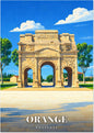 Orange — L'Arc de Triomphe Romain et ses Trois Arches sous les Grands Platanes de Provence