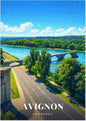 Avignon — Le Pont Saint-Bénézet et ses Arches de Pierre sur le Rhône au Pied des Remparts de Provence